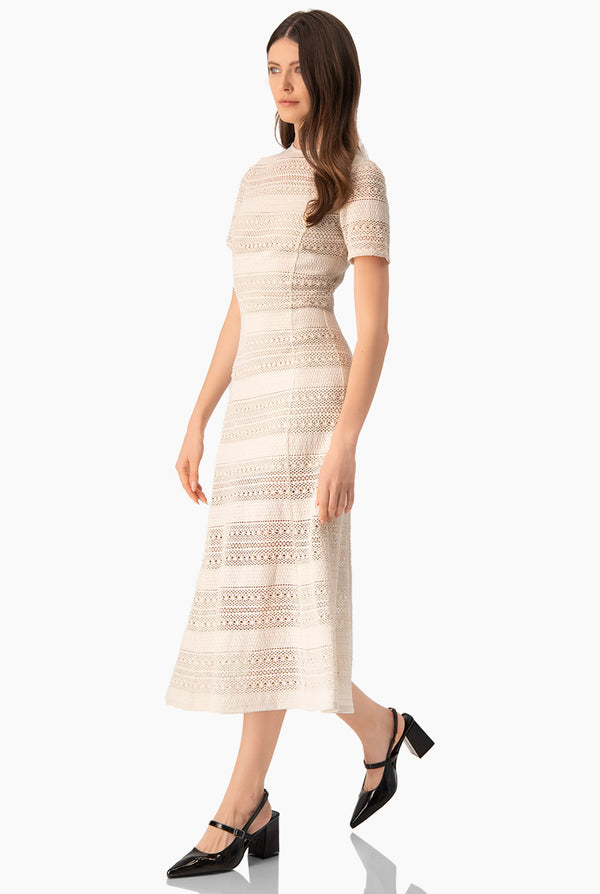 Vestido largo tejido color natural