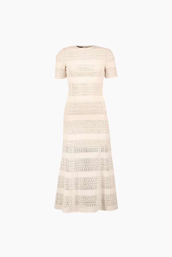 Vestido largo tejido color natural