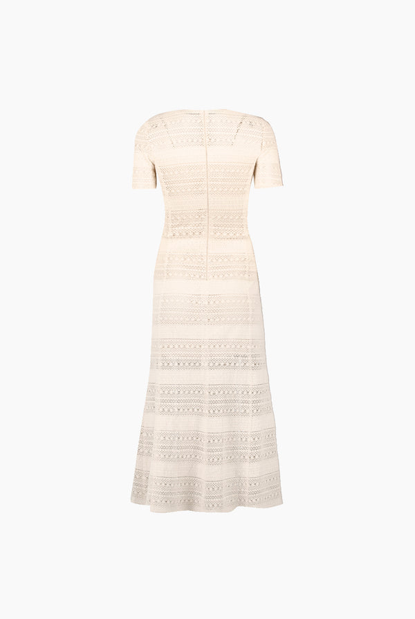 Vestido largo tejido color natural