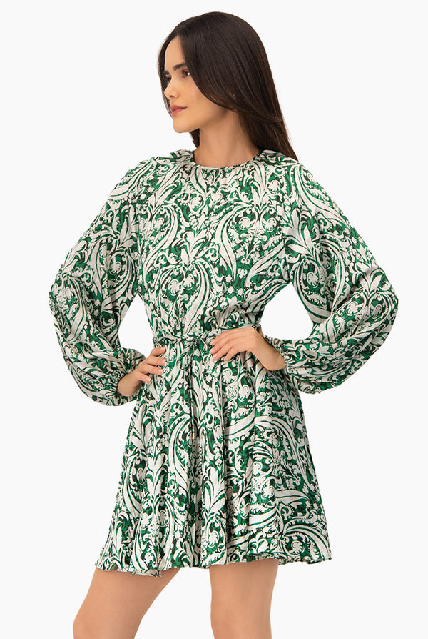 Vestido corto manga tipo farol