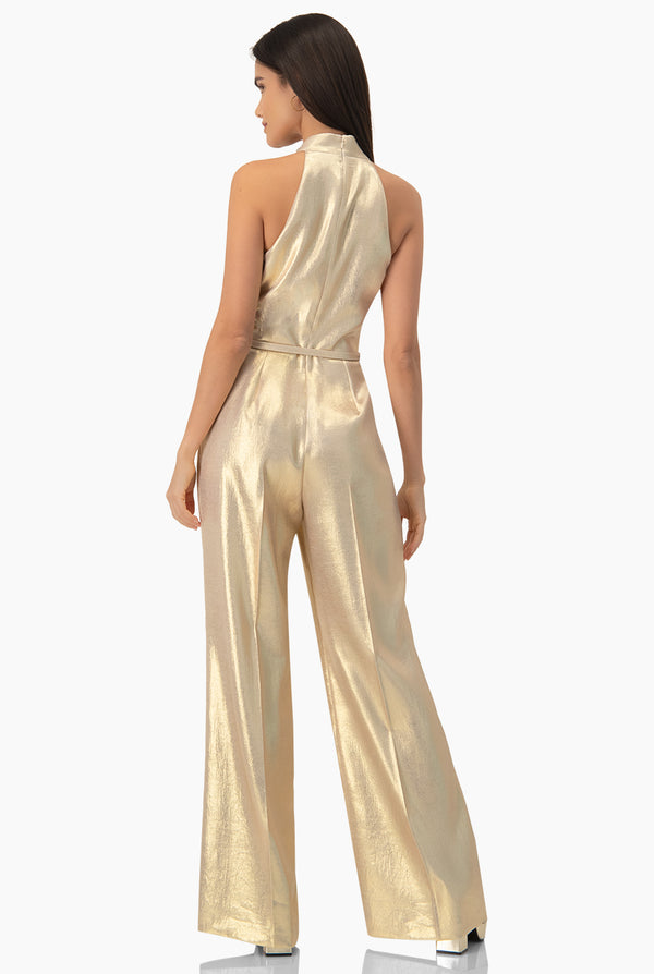 Jumpsuit dorado de cuello halter