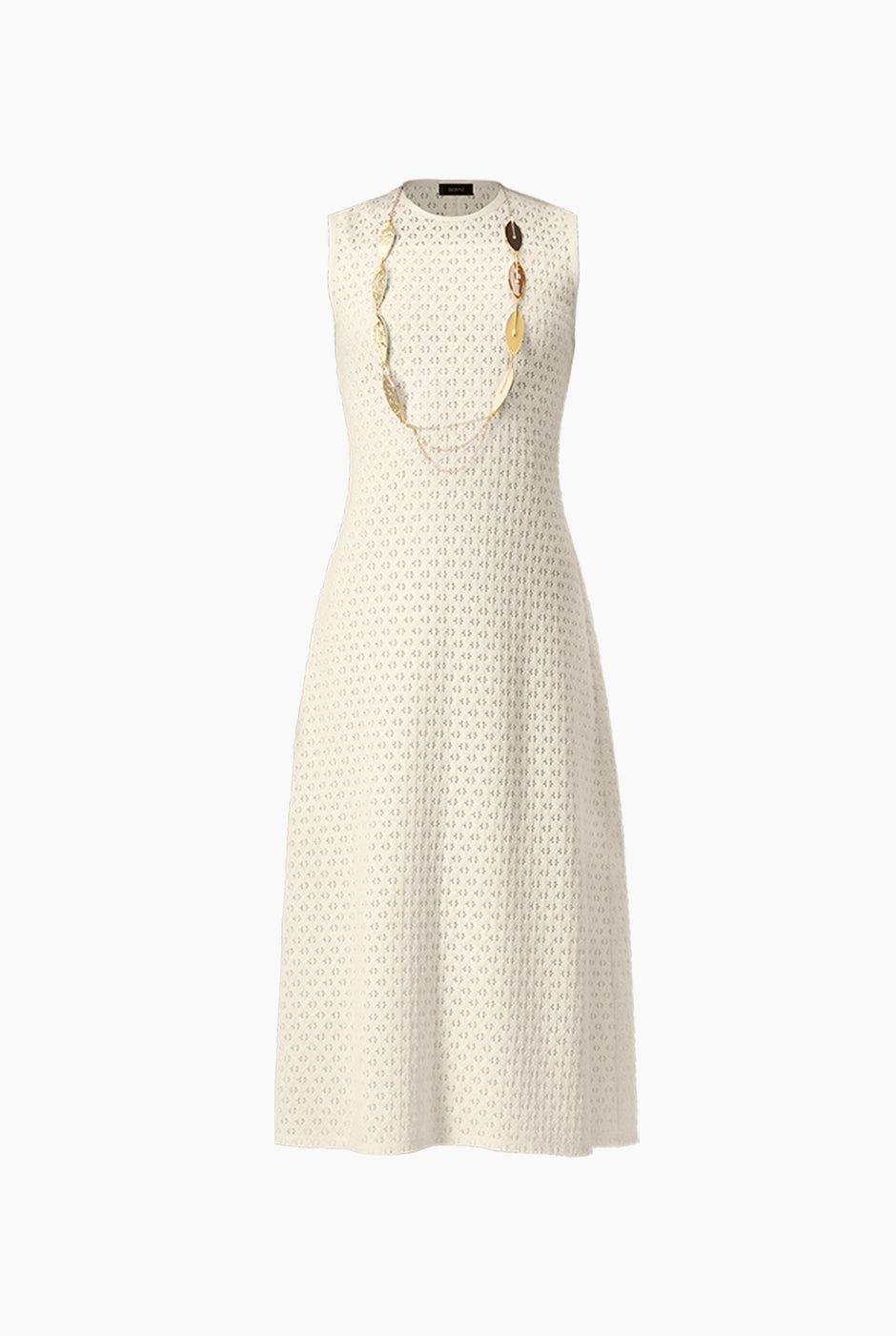 Vestido tejido corto sin mangas en tono natural