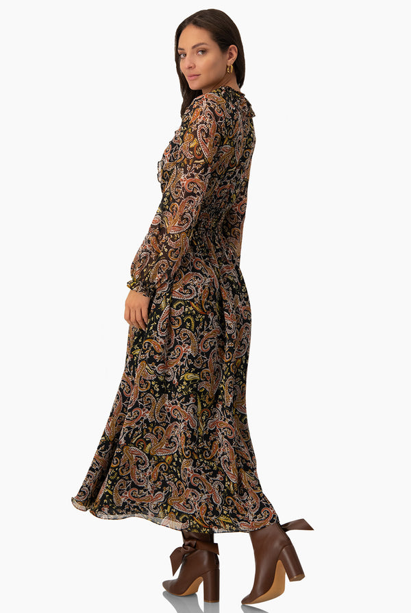 Vestido largo con detalle de smock