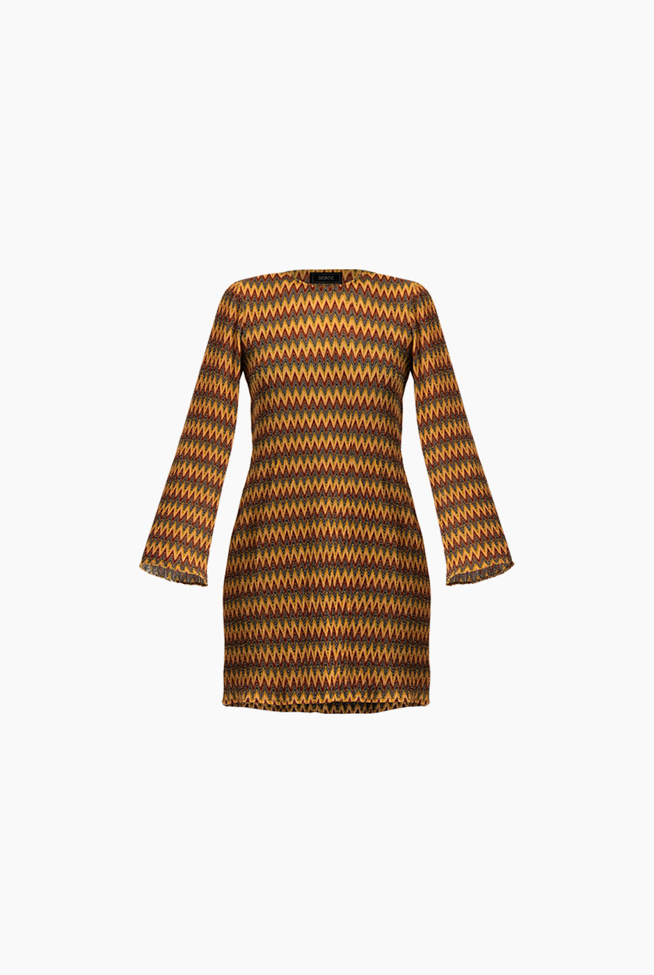 Vestido corto tejido multicolor con diadema y mangas largas