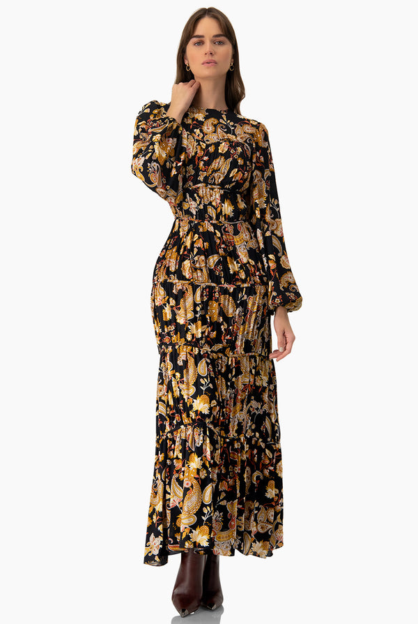 Maxi vestido de manga abullonada