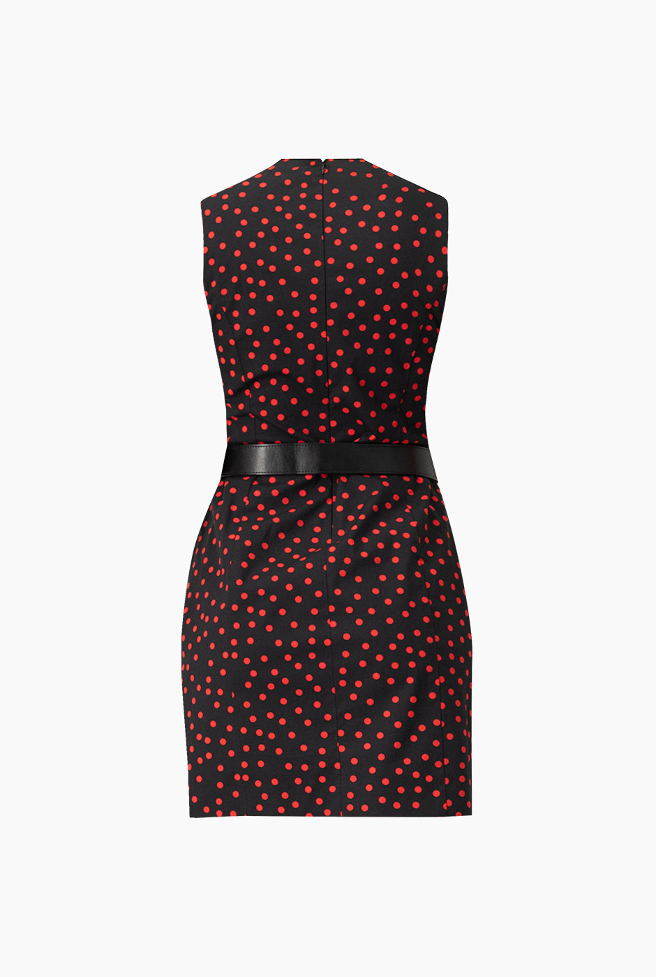 Vestido corto negro con lunares y cinturón de Ivonne