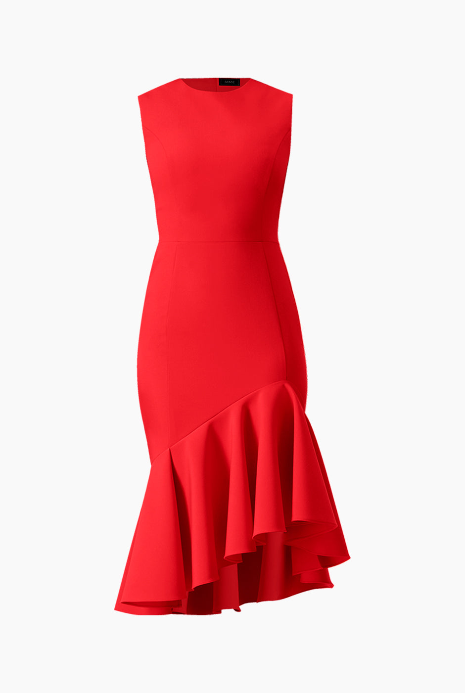 Vestido midi rojo sin mangas tipo sirena