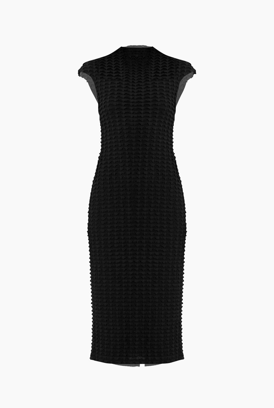 Vestido midi negro sin mangas con textura en relieve