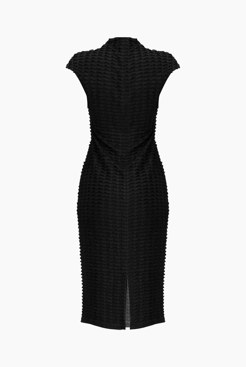 Vestido midi negro sin mangas con textura en relieve