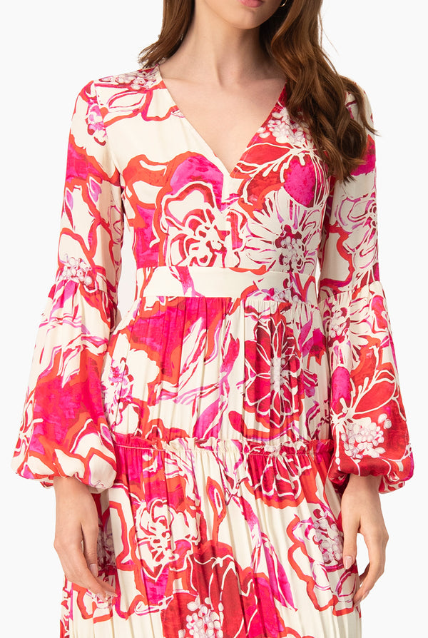 Maxi vestido manga abullonada