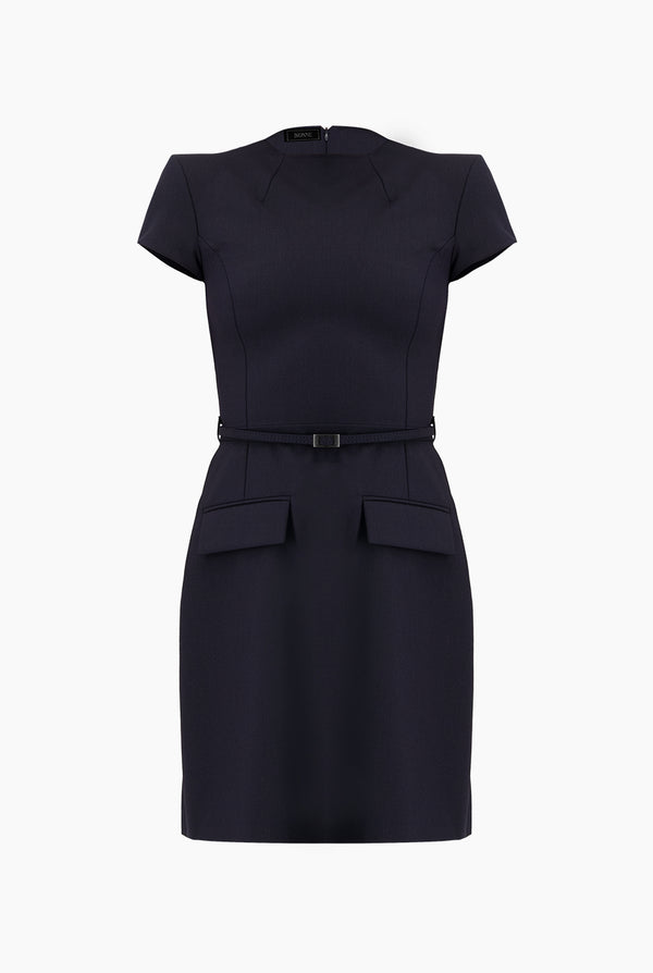 Vestido corto bolsillos simulados