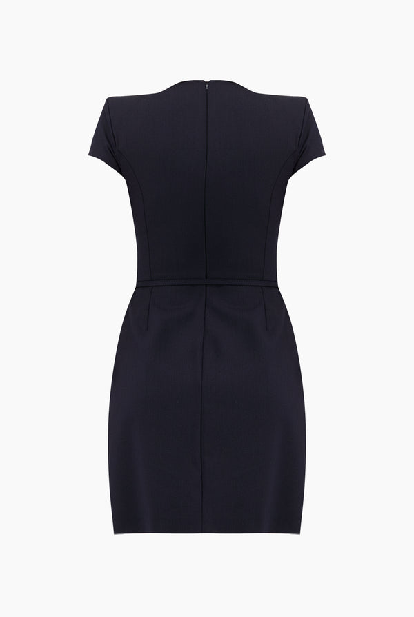 Vestido corto bolsillos simulados