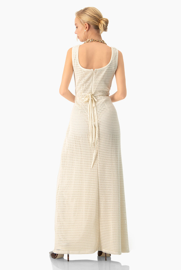 Vestido largo escote redondo