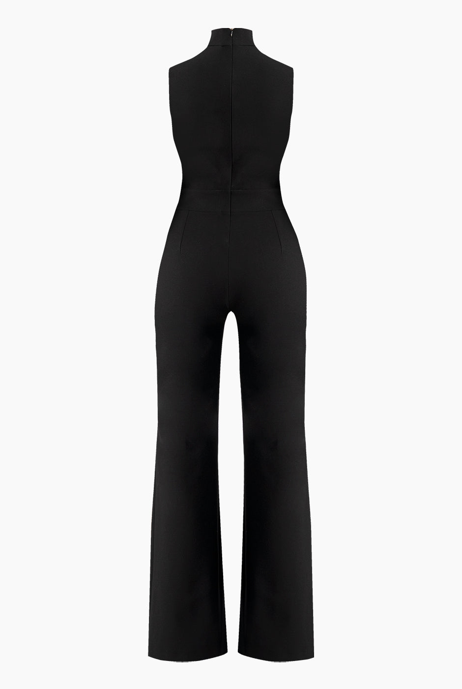 Jumpsuit negro sin mangas con escote en V y detalle de tull