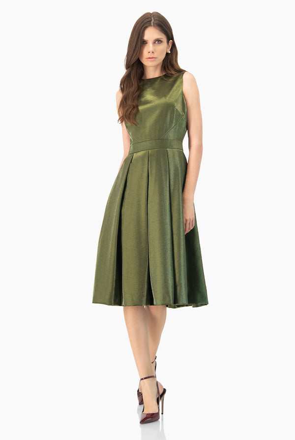 Vestido linea A verde sin mangas