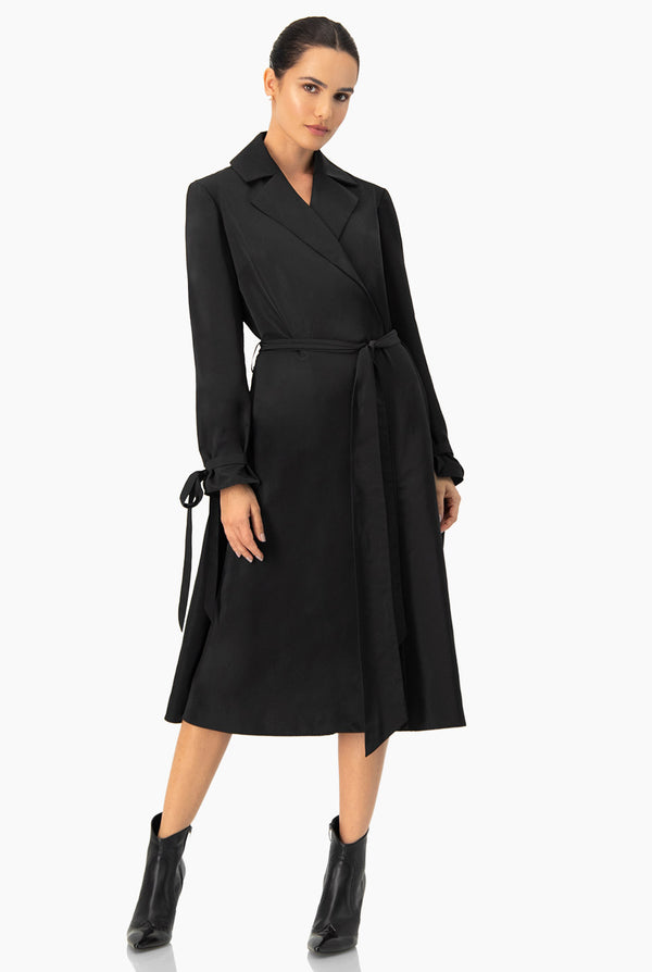 Vestido midi cruzado manga larga