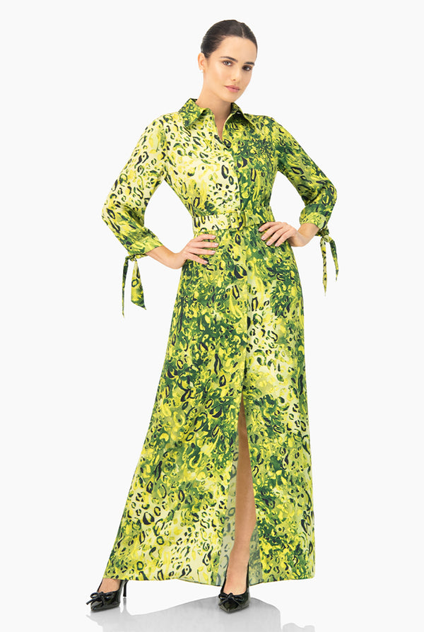 Maxi vestido camisero estampado