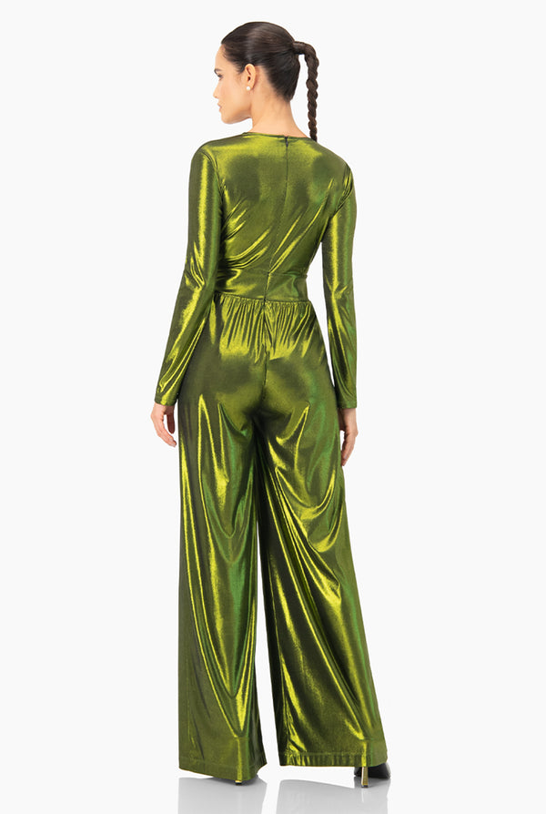Jumpsuit verde de escote en V