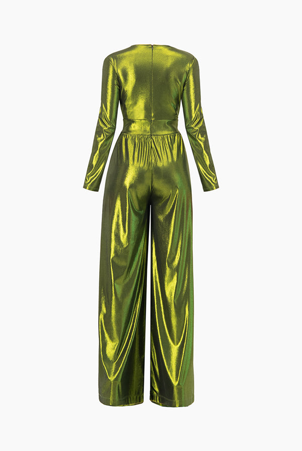 Jumpsuit verde de escote en V