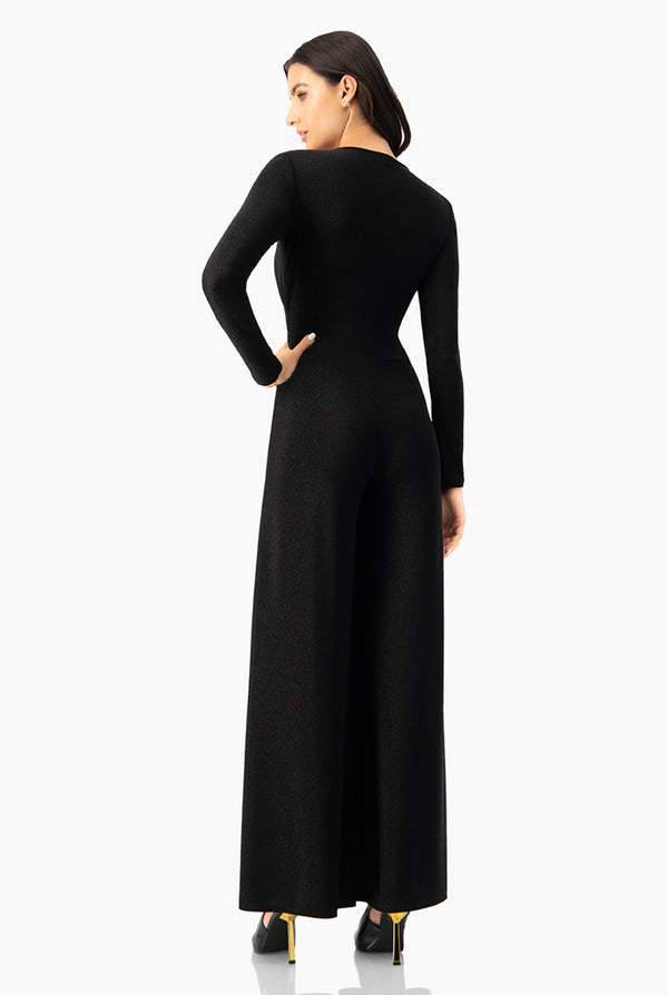 Jumpsuit negro de pierna amplia