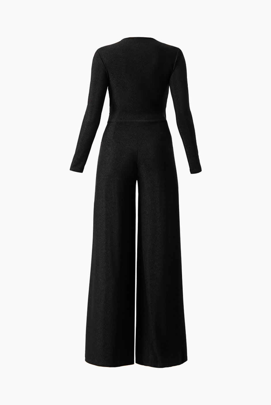 Jumpsuit negro de pierna ancha con escote en V