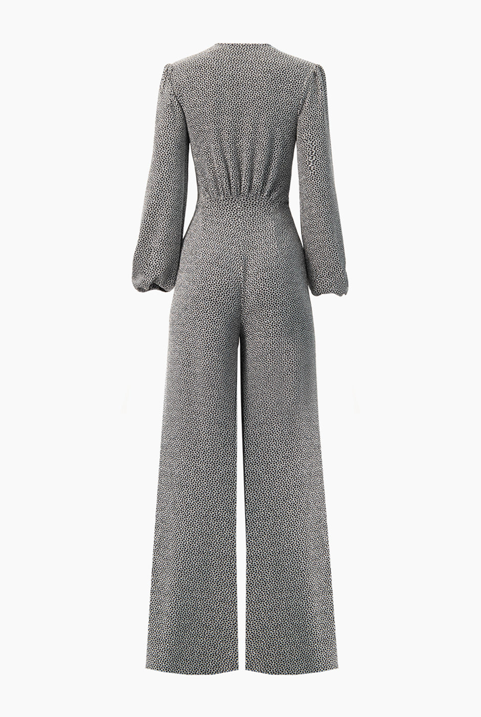 Jumpsuit plata con escote en V y mangas largas