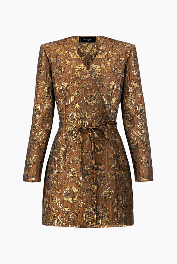 Vestido corto escote V y bolsillos