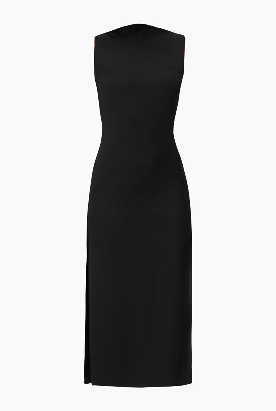 Vestido midi negro sin mangas con abertura lateral