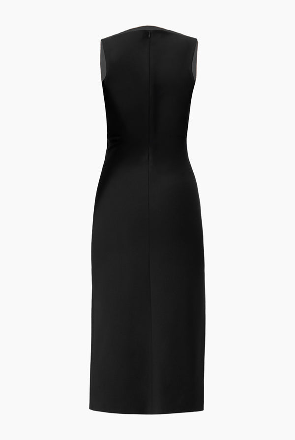 Vestido midi sin mangas y abertura