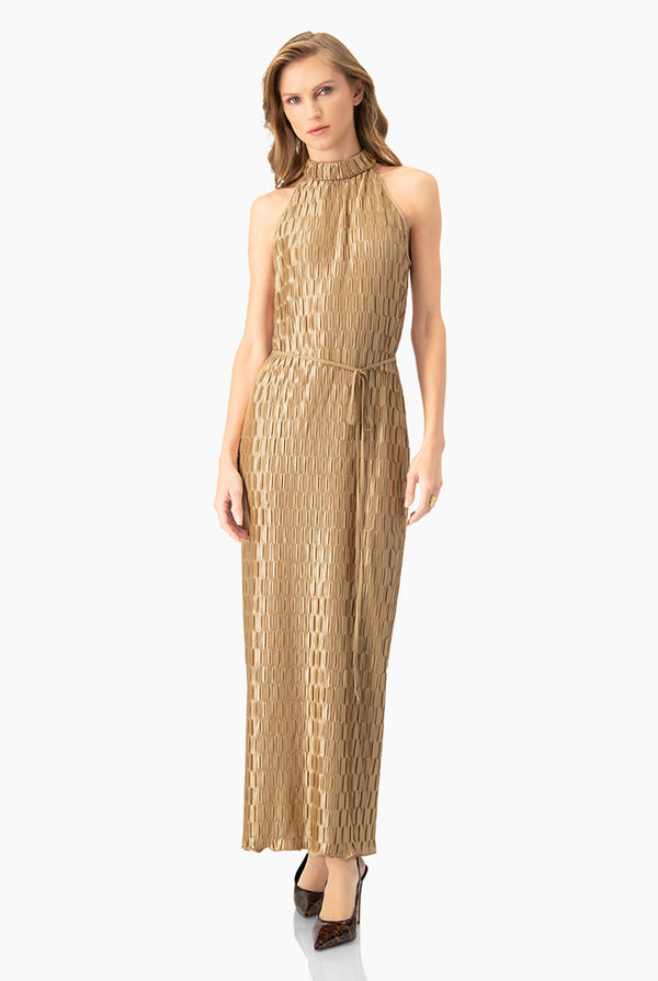 Vestido largo y cuello halter