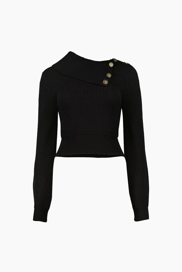 Suéter Cuello Volteado Con Botones