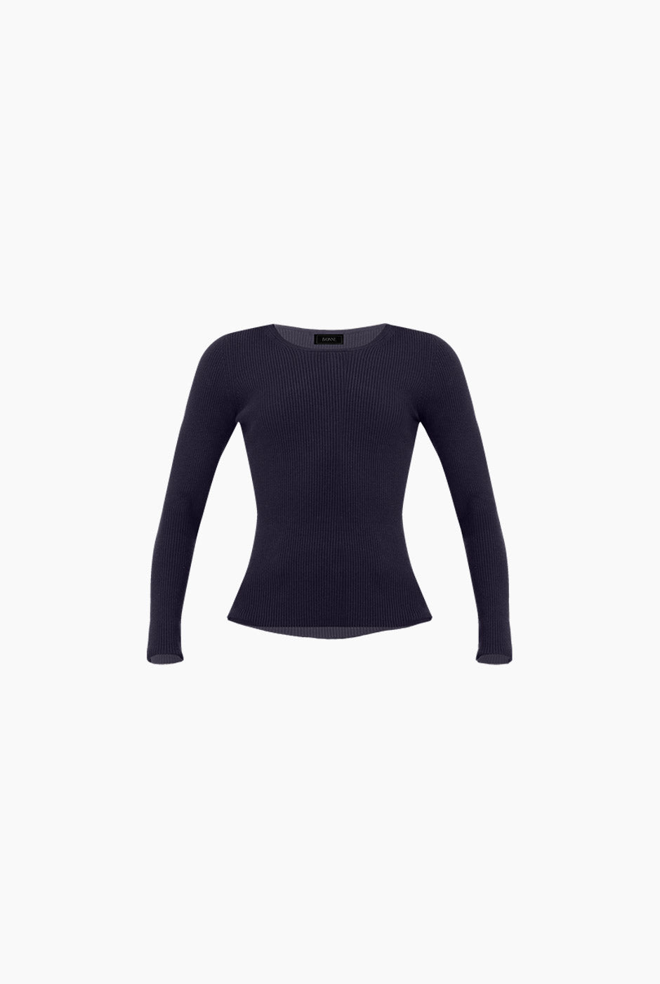 Suéter Basic Canalé azul marino con cuello redondo y manga larga