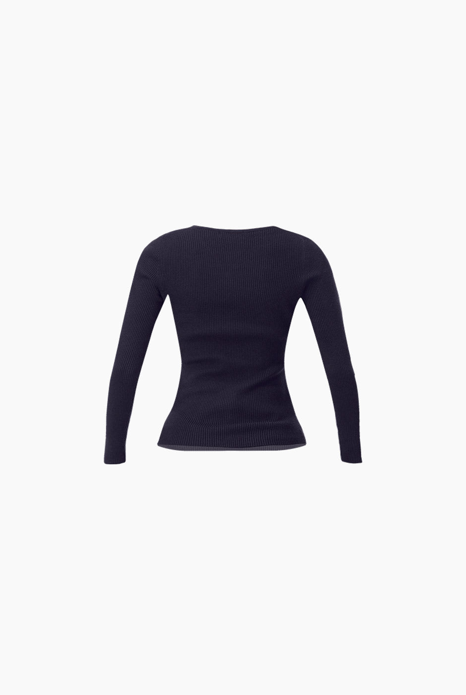 Suéter Basic Canalé azul marino con cuello redondo y manga larga