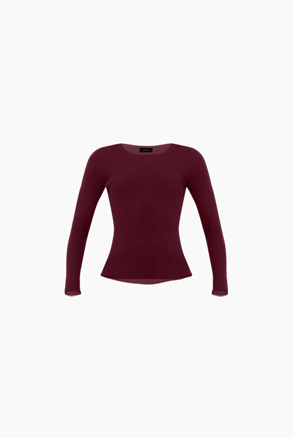 Suéter acanalado vino con cuello redondo