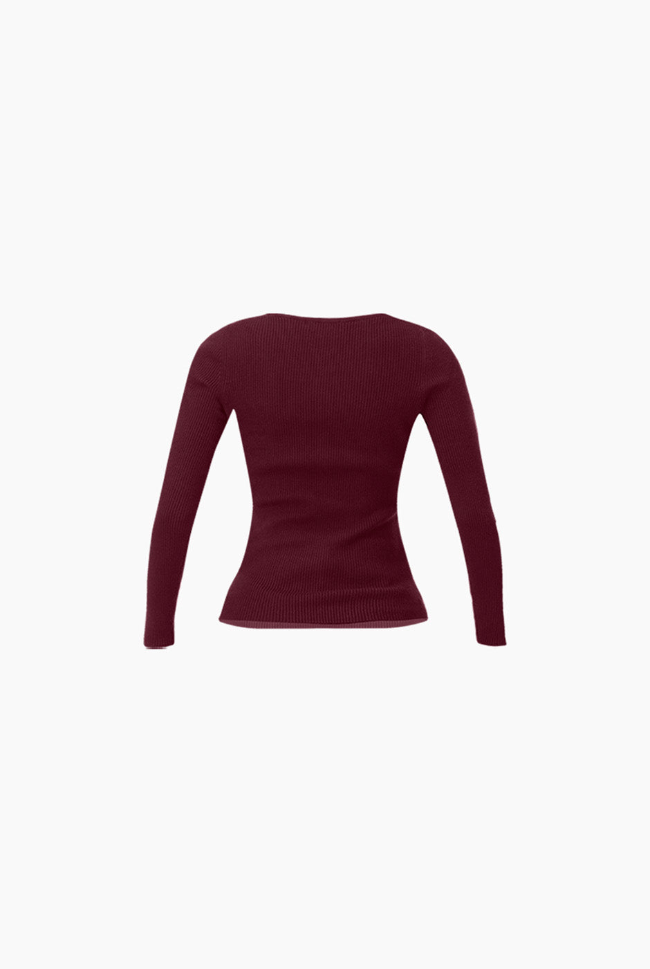 Suéter acanalado vino con cuello redondo