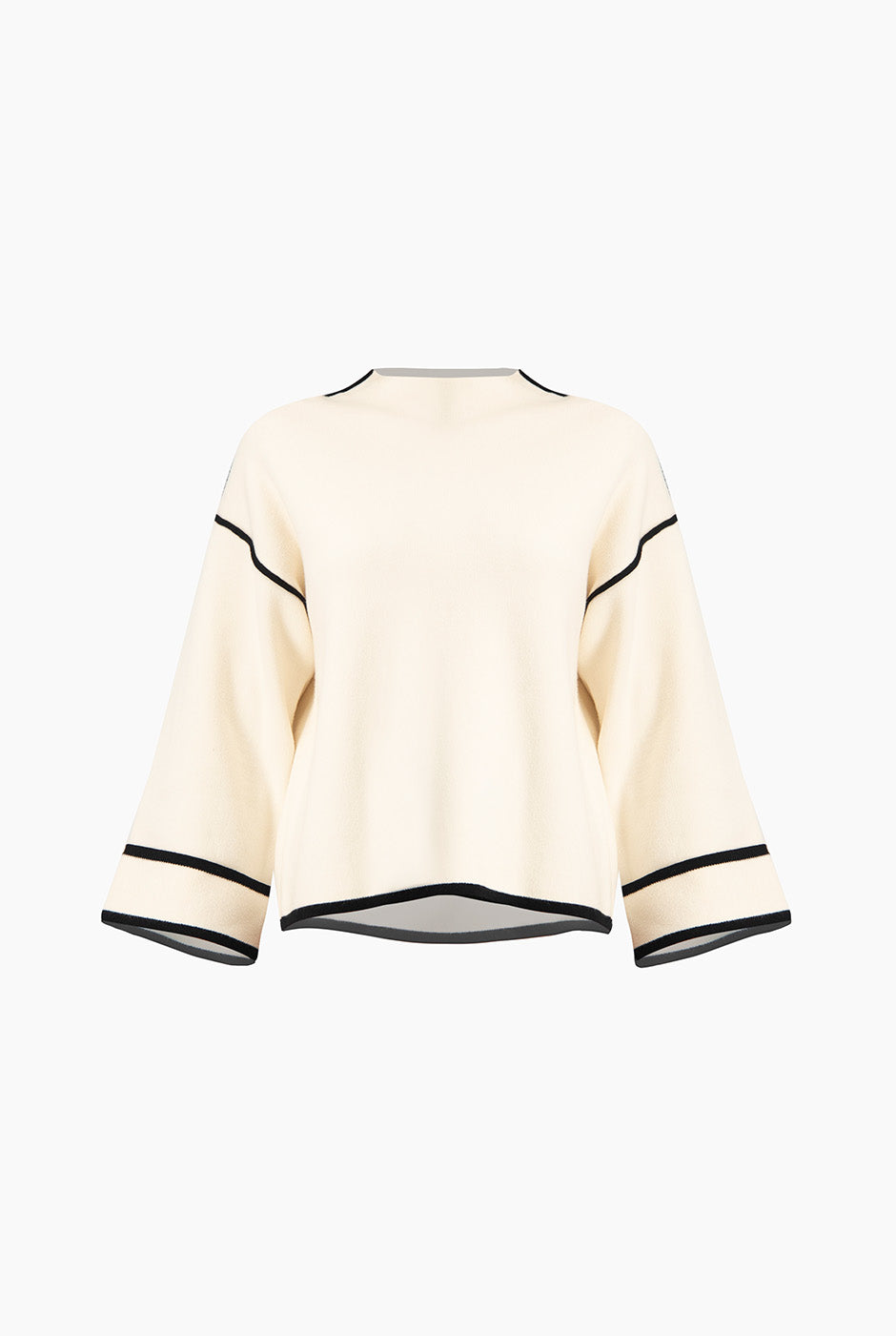 Pullover hueso con ribetes en contraste y cuello alto