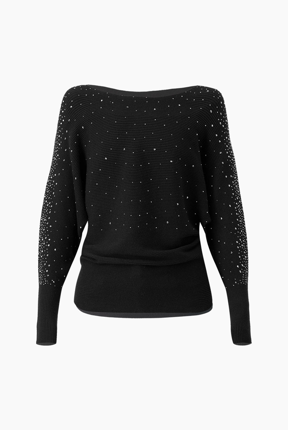 Suéter negro con piedras brillantes y mangas largas