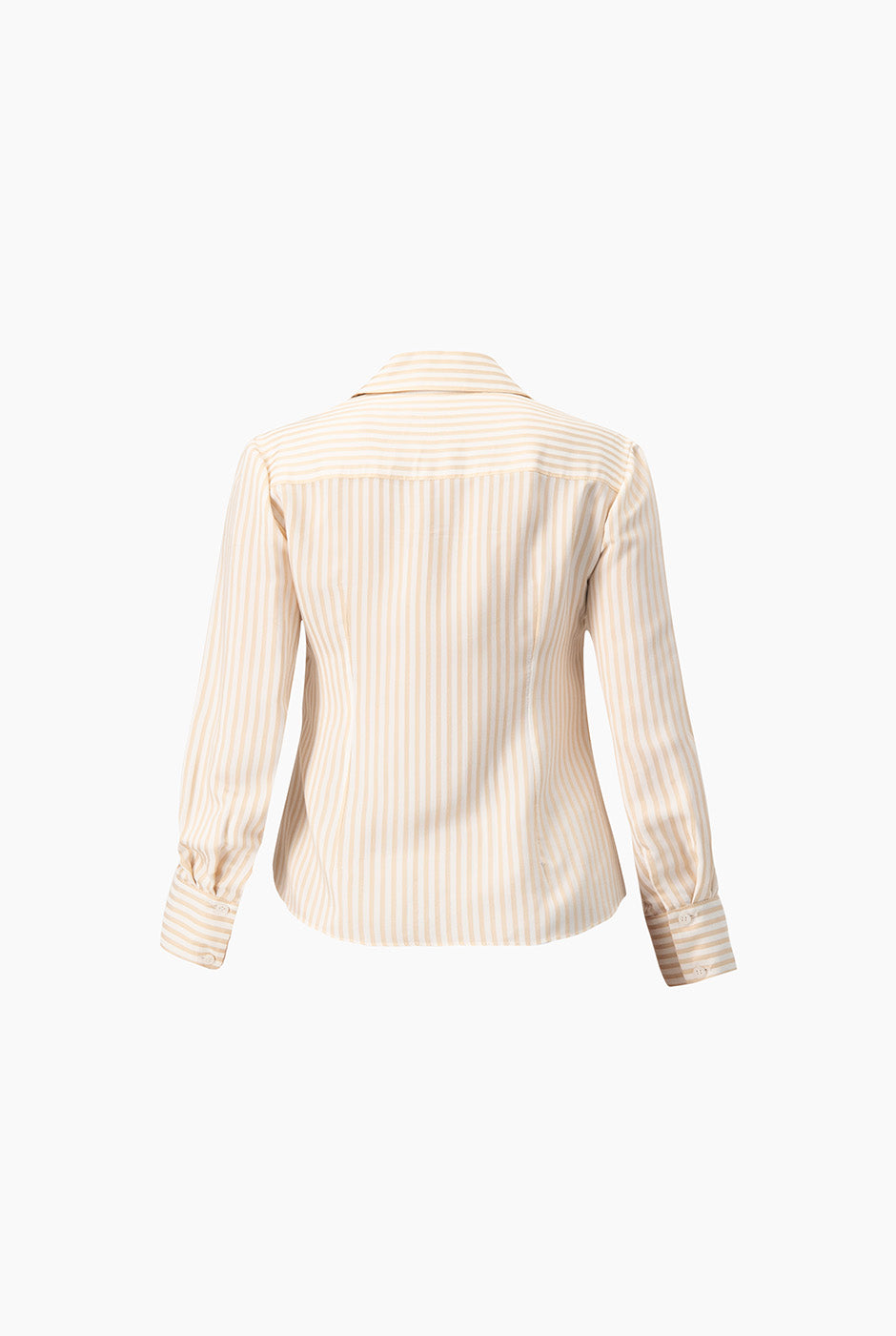 Camisa clásica beige con rayas y botones frontales