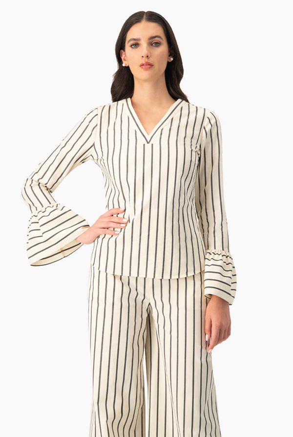 Camisa rayada de escote en V