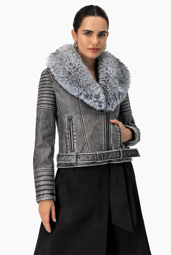 Chaqueta PU Grey