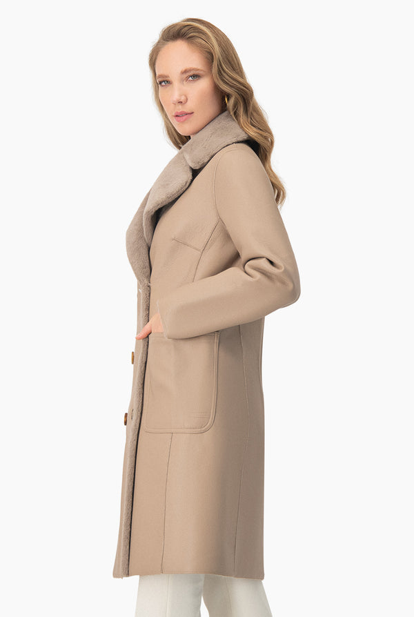 Abrigo Maxi Reversible PU/Faux-Fur