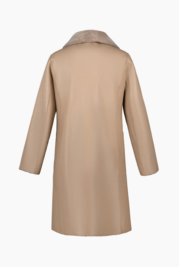 Abrigo Maxi Reversible PU/Faux-Fur