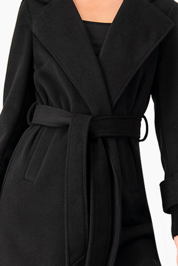 Abrigo largo cruzado con cardigan