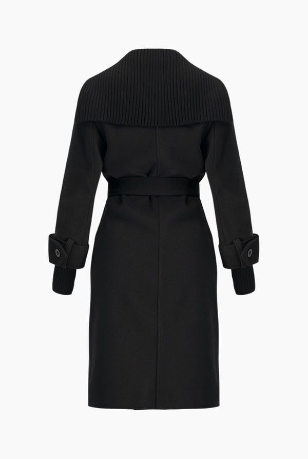 Abrigo largo cruzado con cardigan