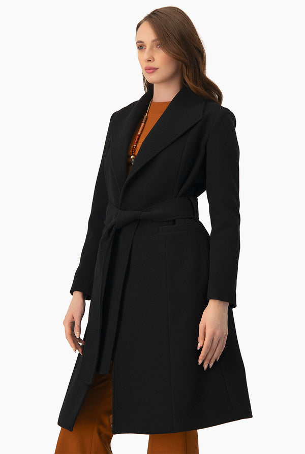 Abrigo largo con cinta