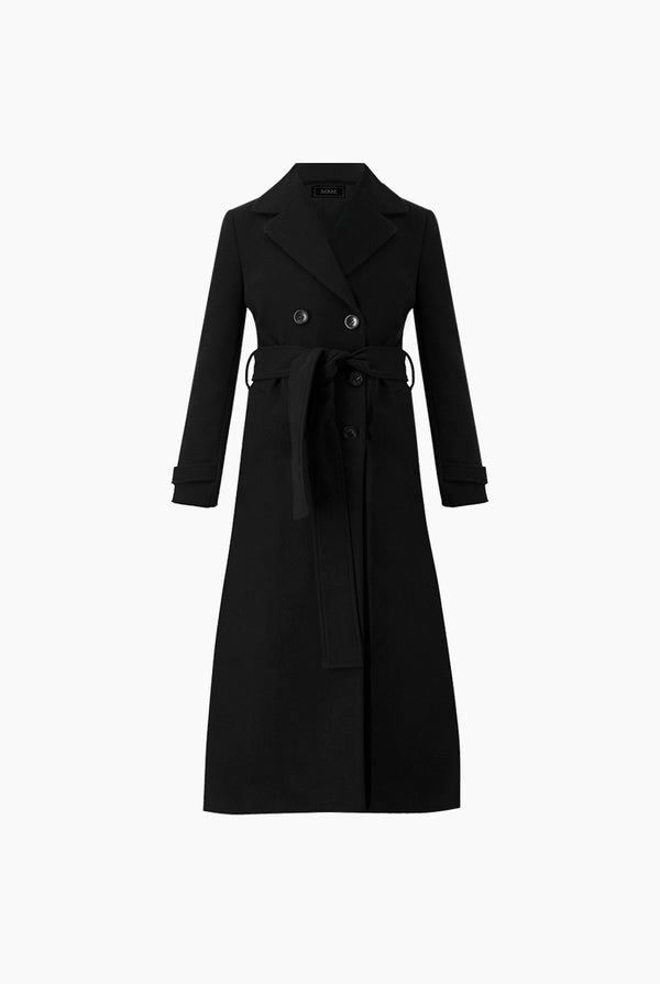 Abrigo largo cruzado con cinta