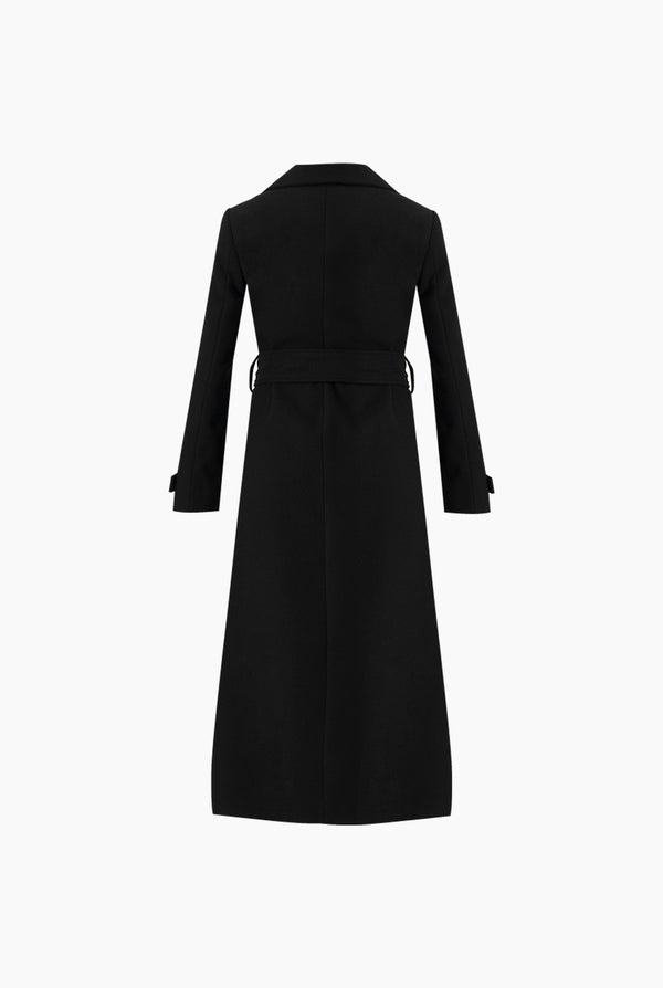 Abrigo largo cruzado con cinta