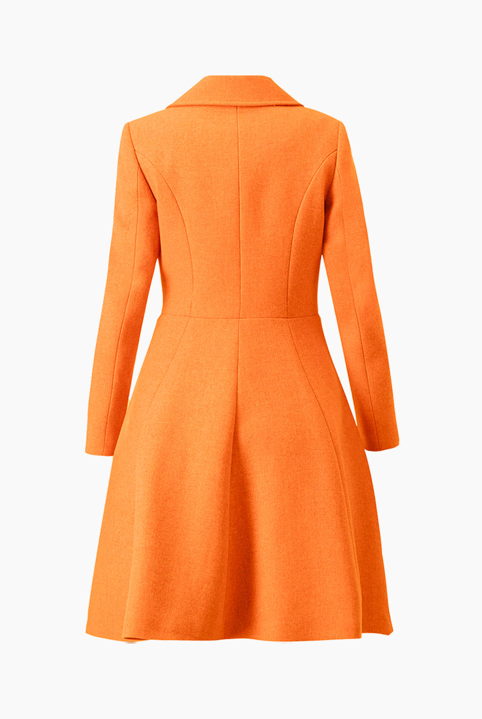 Abrigo largo cruzado naranja con solapas y botones de Ivonne