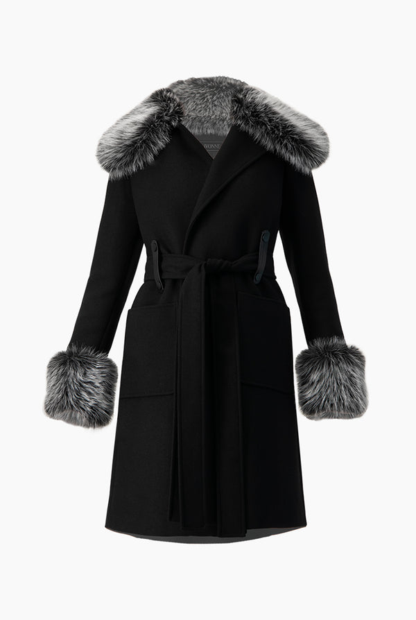 Abrigo largo y peluche color gris