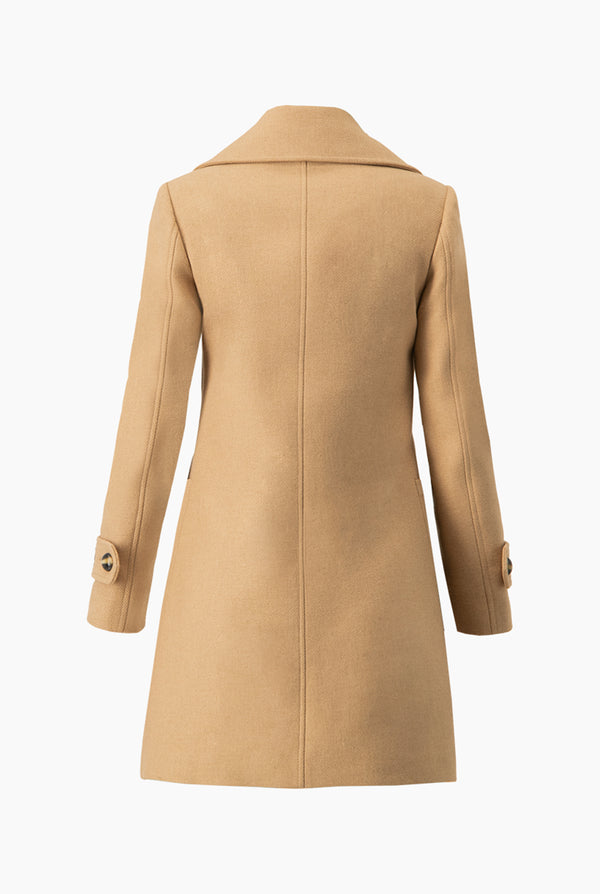 Abrigo liso con bolsillos y botones